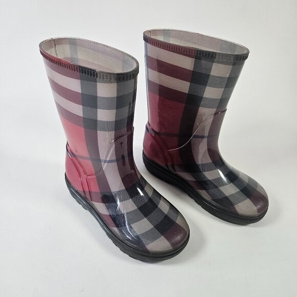 Burberry Girls Rain boots Plaid Size 13 Kids US Size 32/31 EU Made In Italy - Picture 1 of 12